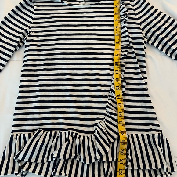 J Crew Factory Blue & White Striped Side Ruffle 3/4 Sleeve Cotton Top Size S - Picture 6 of 7